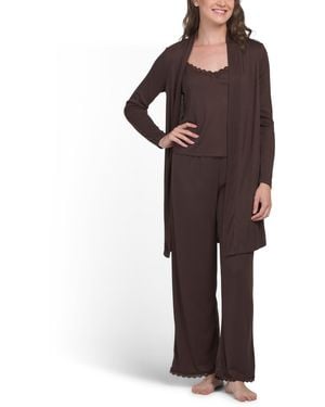 TJ Maxx 3Pc Ribbed Tank Pants And Long Cardigan Lounge Set For Polyester/Rayon - Multicolor