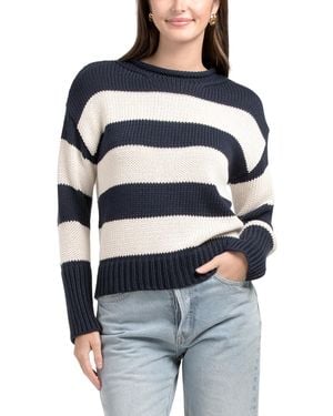 TJ Maxx Long Sleeve Rolled Neck Striped Pull Over Sweater, Cotton - Blue