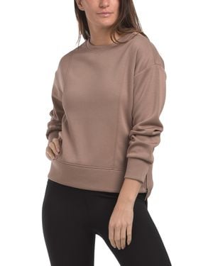TJ Maxx Crew Neck Long Sleeve Scuba Top With Side Zippers For Spandex/Polyester/Viscose - Brown