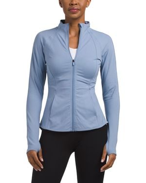 TJ Maxx Lux Rebel Flared Bottom Full Zip Jacket For Spandex/Polyester - Blue