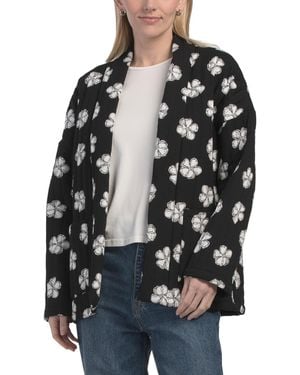 TJ Maxx Printed Quilted Jacket For Polyester/Rayon - Black