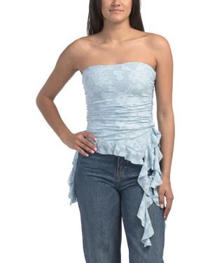 TJ Maxx Knit Burnout Cascading Top For Spandex/Polyester - Blue