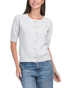 TJ Maxx Short Sleeve Button Front Cardigan, Nylon/Rayon - White