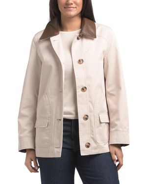 TJ Maxx Barn Coat, Cotton/Polyester/Leather - Natural