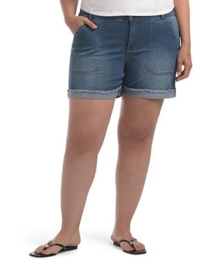 TJ Maxx Plus Ab Solution High Rise Shorts For Cotton - Blue