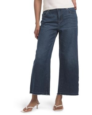 TJ Maxx Wide Leg Release Hem Featherweight Fabric Jeans For Spandex/Cotton/Polyester - Blue