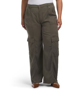 TJ Maxx Plus High Rise Ankle Wide Tencel Cargo Pants For - Gray