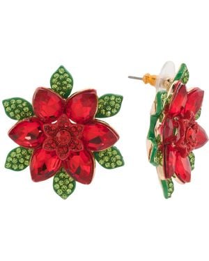 TJ Maxx Plated Poinsettia Stud Earrings - Red