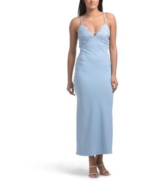 TJ Maxx Sleeveless Lace Top Gown For Polyester - Blue