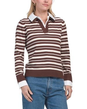 TJ Maxx Mixed Media Rubgy Pull Over Sweater, Nylon/Polyester/Viscose - Red