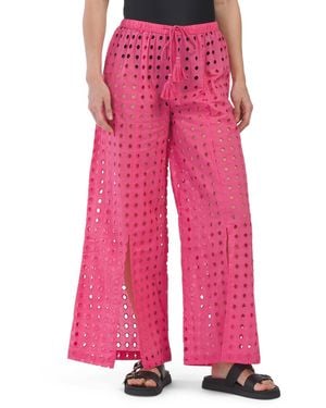 TJ Maxx Open Eyelet Cover-Up Pants, Cotton - Pink