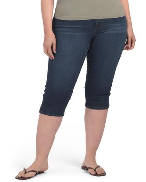 TJ Maxx Plus Recycle Side Split Petal Pusher Jeans For Spandex/Cotton/Polyester - Blue