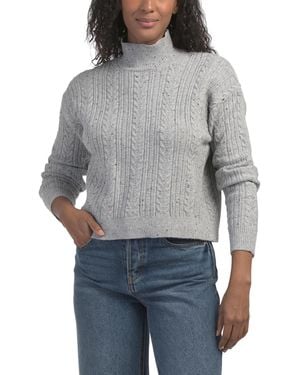TJ Maxx Fleck Cable Knit Turtleneck Pull Over Sweater, Nylon/Spandex/Polyester - Gray