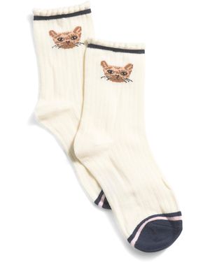 TJ Maxx Cat Crew Cut Socks For Cotton - White