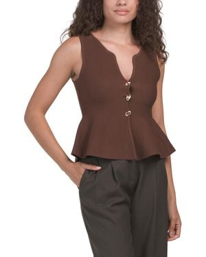 TJ Maxx Button Down Peplum Top For Nylon/Polyester/Viscose - Brown