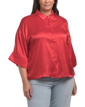 TJ Maxx Plus Satin Jacquard Blouse For Spandex/Polyester - Red