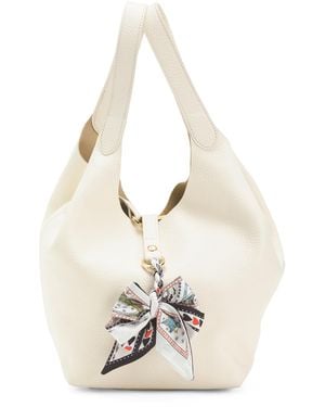 TJ Maxx Leather Soft Double Handle Shopper Tote With Charm, Leather - White