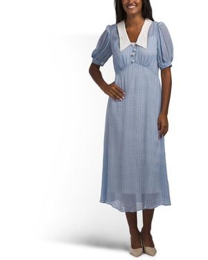 TJ Maxx Dr Beecham Houndstooth Dress For Polyester/Viscose - Blue