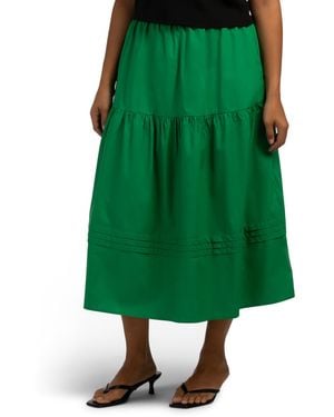 TJ Maxx Tiered Poplin Maxi Skirt For Cotton - Green