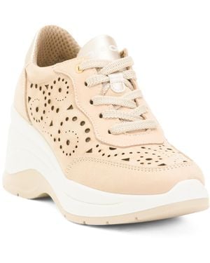 TJ Maxx Suede And Leather Laced Up Sneakers For Leather/Suede - Natural