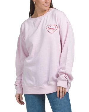 TJ Maxx Embroidered Tacos Crew Neck Sweatshirt For Cotton/Polyester - Purple