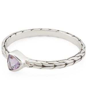 TJ Maxx Sterling Triangle Amethyst Woven Band Ring - Metallic