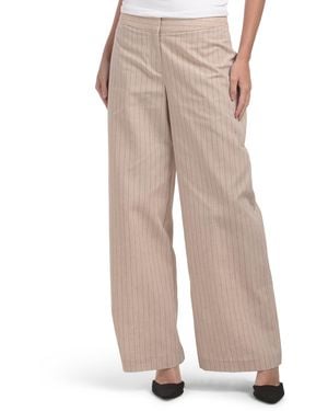 TJ Maxx Linen Blend Pinstripe Pants, Polyester/Linen - Natural