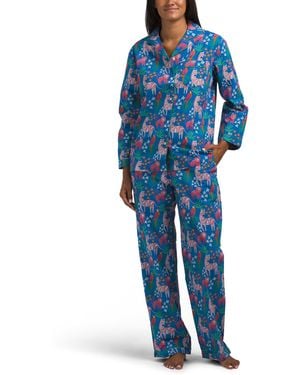 TJ Maxx 2Pc Safari Pajama Set For Cotton - Blue