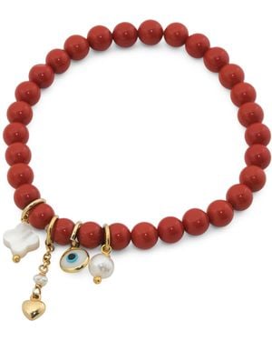 TJ Maxx Sterling Stretch Bead Evil Eye Bracelet - Red