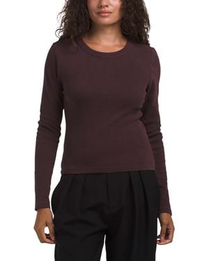 TJ Maxx Ribbed Long Sleeve Top For Cotton - Purple