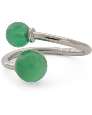 TJ Maxx Sterling Bead Bypass Ring - Green