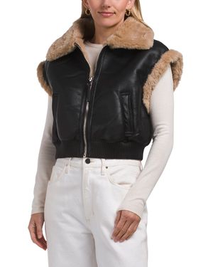 TJ Maxx Double Sided Zip Up Bomber Vest With Front Welt Pockets, Polyester - Black