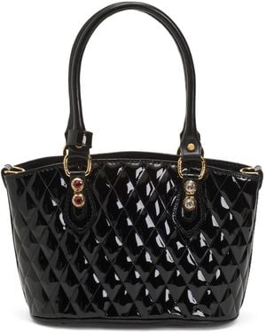 TJ Maxx Patent Leather Quilted Tote, Leather - Black
