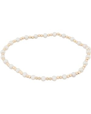 TJ Maxx 14Kt Bead And Pearl Stretch Bracelet - White