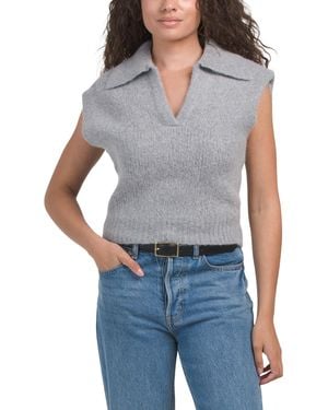 TJ Maxx Wool Blend Collar Vest, Nylon/Wool/Viscose - Blue