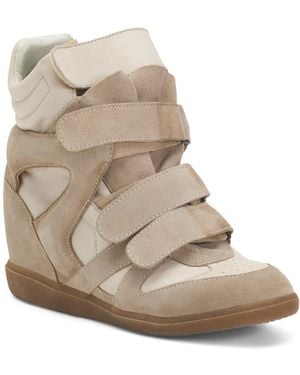 TJ Maxx Suede High Top Sneakers With Velcro For Leather/Suede - Natural