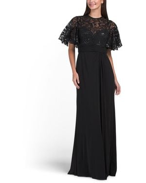 TJ Maxx Embelished Cape Dress For Polyester - Black
