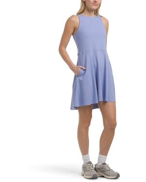 TJ Maxx Interlock Flared Mini Dress With Inner Bra For Spandex/Polyester - Blue