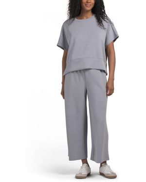 TJ Maxx 2Pc Softlite Nicole Short Sleeve Top And Culotte Pants Set, Spandex/Modal/Polyester - Gray