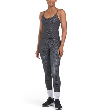 TJ Maxx 2Pc Polka Dot Bra Tank Top And Butter Soft Leggings Set For Spandex/Polyester - Blue