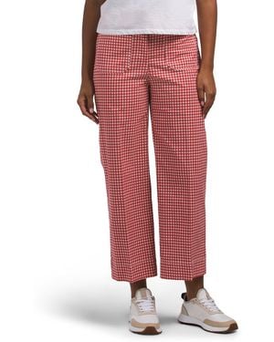 TJ Maxx Printed Garment Washed Straight Leg Pants With Patch Pockets For Spandex/Cotton/Linen - Red