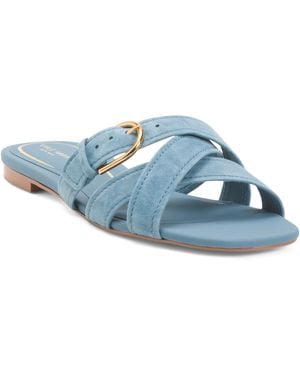 TJ Maxx Suede Velma Buckle Slide Sandals For /Suede - Blue