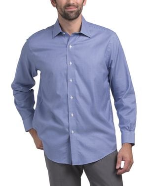 TJ Maxx Non-Iron Regular Fit Dress Shirt For Spandex/Pima Cotton/Polyester - Blue