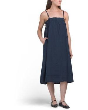 TJ Maxx Linen Blend Strappy Midi Dress For Cotton/Linen - Blue