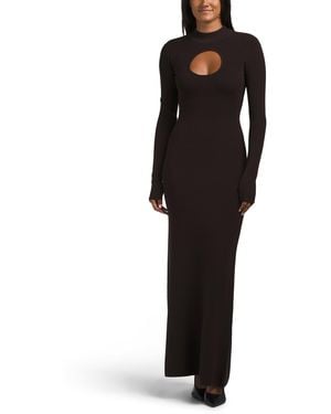 TJ Maxx Diantha Long Sleeve Maxi Dress With Circle Cut Out For Rayon - Black