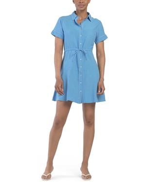 TJ Maxx Linen Blend Round Neck Mini Dress With Trim For Cotton/Linen in  Pink | Lyst