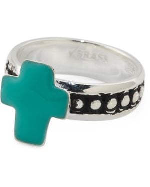 TJ Maxx Sterling Plated Cross Ring - Blue