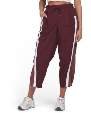 TJ Maxx Woven Pants With Side Stripe And Ruched Waistband, Nylon/Polyester - Purple