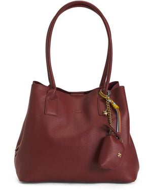 TJ Maxx Leather Alin Tote With Matching Coin Purse - Red