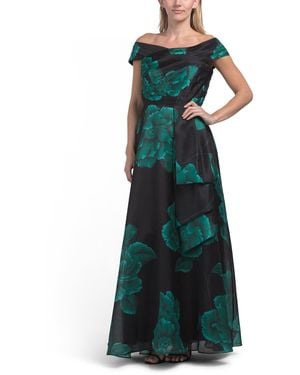 TJ Maxx Off Shoulder Midi Cocktail Dress For Polyester - Green